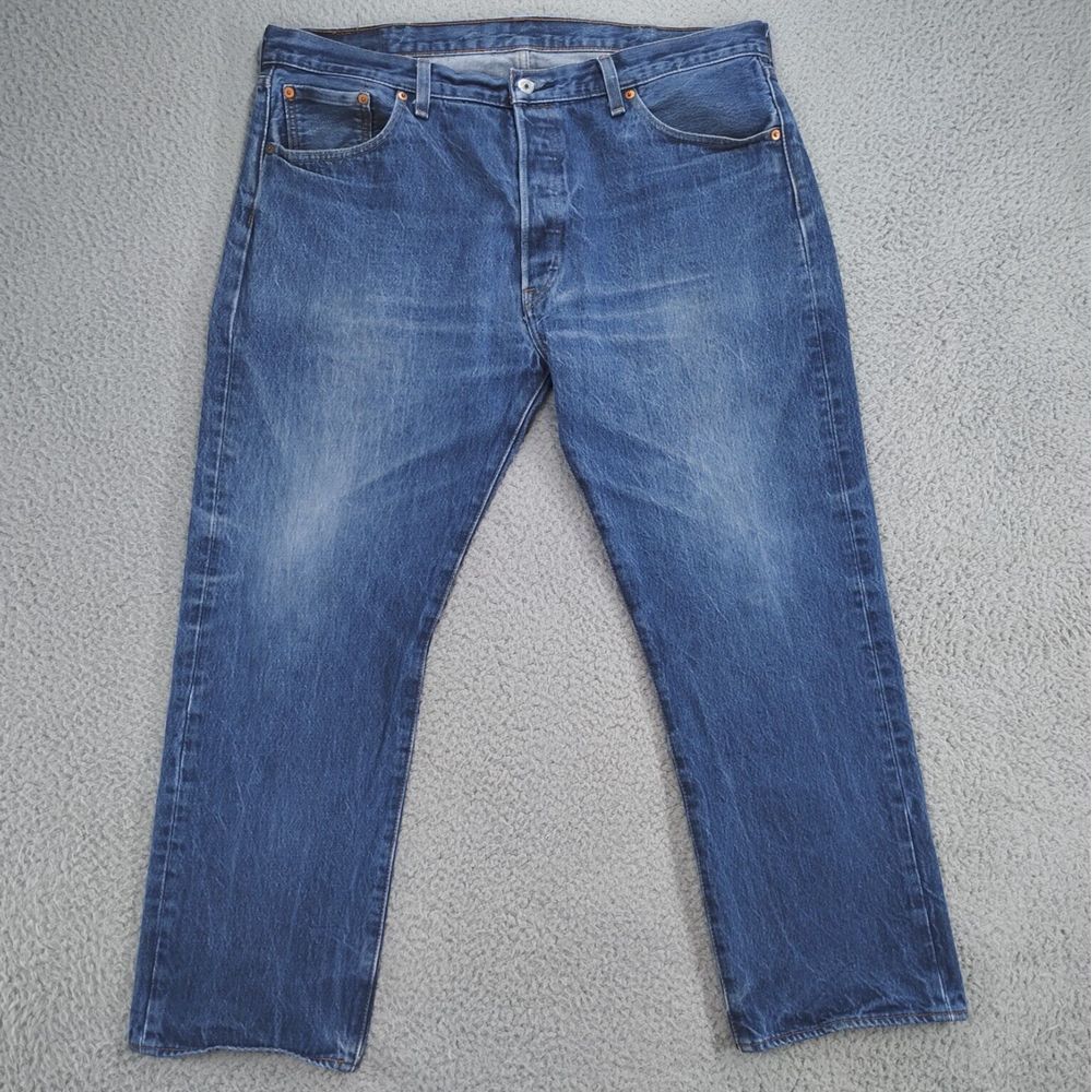 Levi's 501 Jeans Mens 40x30 Blue Denim Button Fly Red Tab High Rise Dark Wash